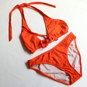 Venus Two-Piece Orange Bathing Suit with Ring Detail